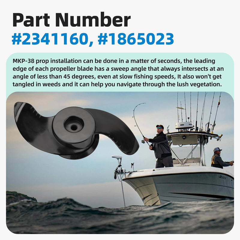 MKP-38 Prop Replacement for Minn kota Trolling Motor Propller, MKP-38 Weedless Wedge 2 Fits 4-1/2" Motor Diameter, 1865023 Replace 1378160 Prop Kit, Trolling Motor Replacement Parts