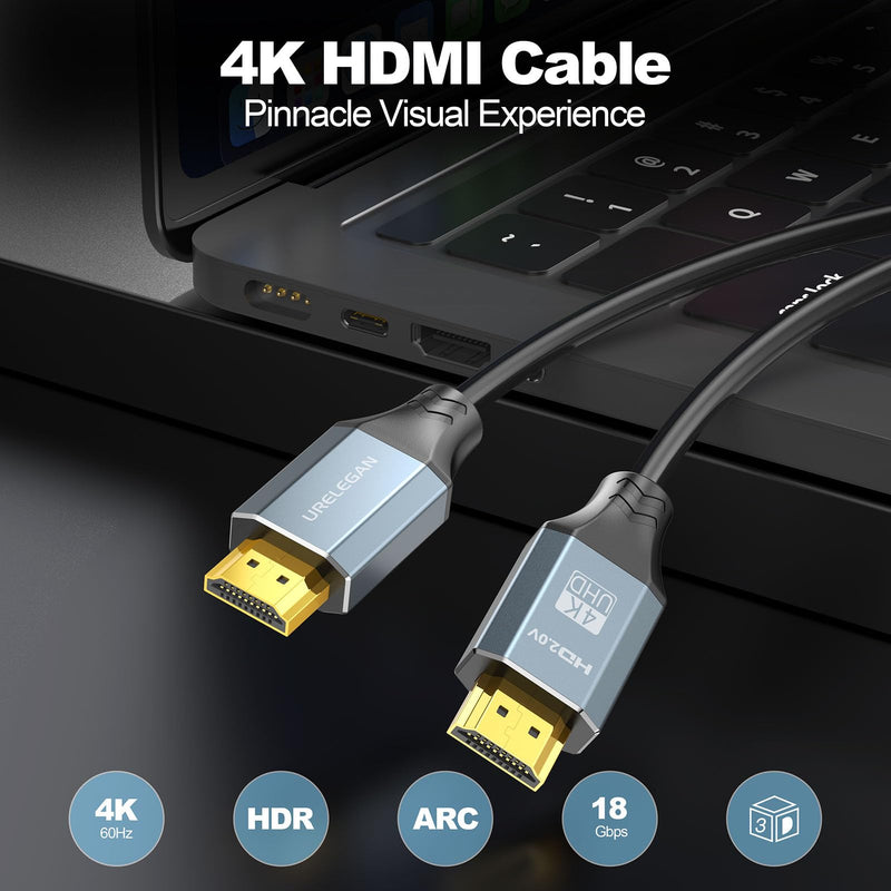 3 FT HDMI Cable 10-Pack, High Speed 4K HDMI 2.0 Cord Pack 3FT, HDMI Computer Monitor TV Cable 4K@60Hz, 2K@120Hz,1080P with Ethernet/ARC, 3D, HDCP 2.2-Compatible with Roku/LG/PS5/Xbox /Switch/Soundbar Grey