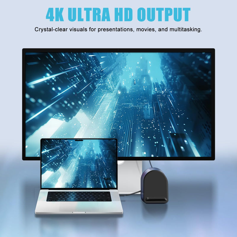 10-in-1 USB-C Multifunction Docking Station Wireless Charging USB3.0 Ports PD100W Fast Charging 4K HDMI SD/TF Card Reader Fit for Windows Mac Android iPad