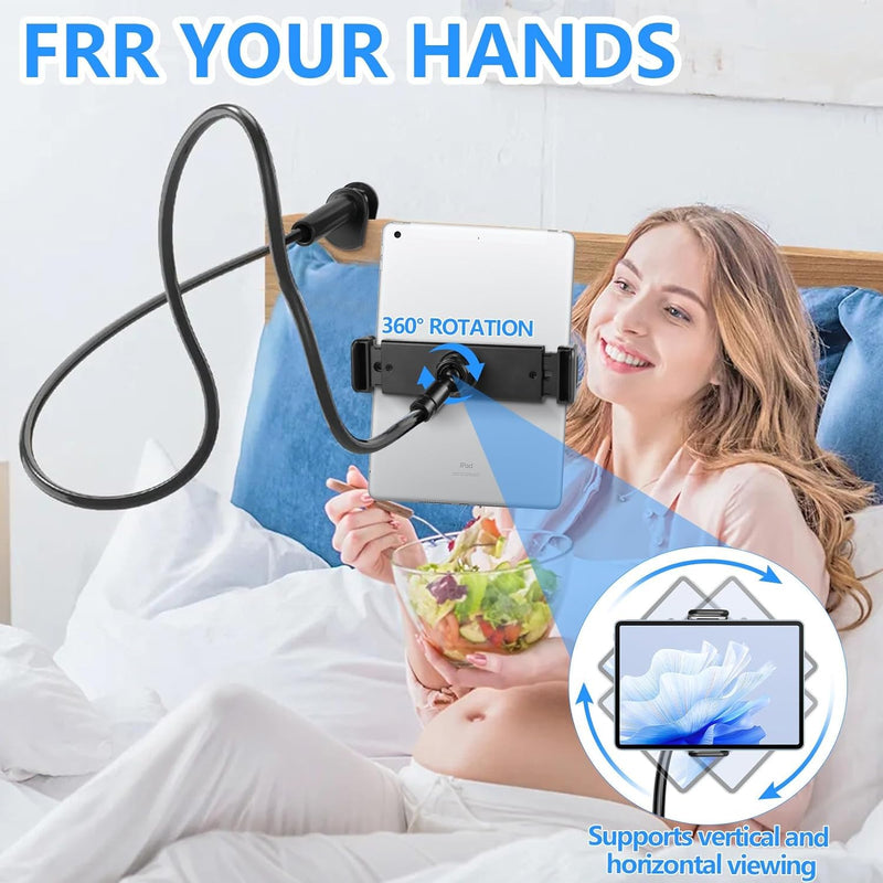 Gooseneck Tablet Mount Cell Phone Holder for Bed 4.7-11"" Devices iPad Clamp Stand Kindle Holder Flexible 47 inch Arm Clip for iPhone iPad Air Mini Galaxy Tabs Kindle Fire Switch Black in Box