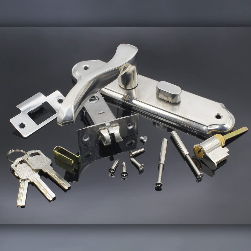 Front Door Lock Set Single Cylinder Handle and Deadbolt Lock Set with Door Lever, 6.5" Screw Hole Distance, Silver 165mm/6.5" Hole Distance, Single Cylinder