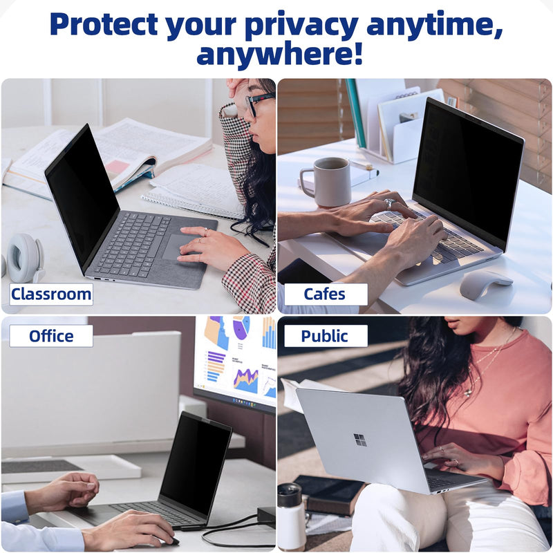 Magnetic Privacy Filter Compatible with 15 Inch Surface Laptop 5/4/3/2/1, Removable Anti Glare Blue Light Laptop Privacy Screen Black Security Private Black surface privacy screen