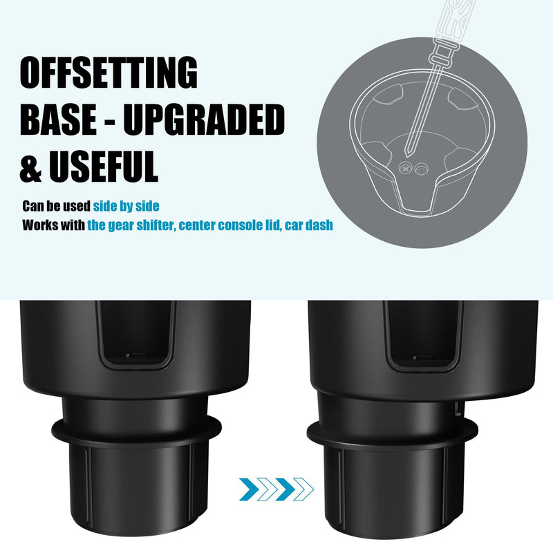 Upgraded Car Cup Holder Expander Adapter with Offset Adjustable Base, Compatible with Yeti 14/24/36/46oz Ramblers, Hydro Flasks 32/40oz, Other Large Bottles Mugs in 3.5"-4.0", 1 Pack Large*1 Black