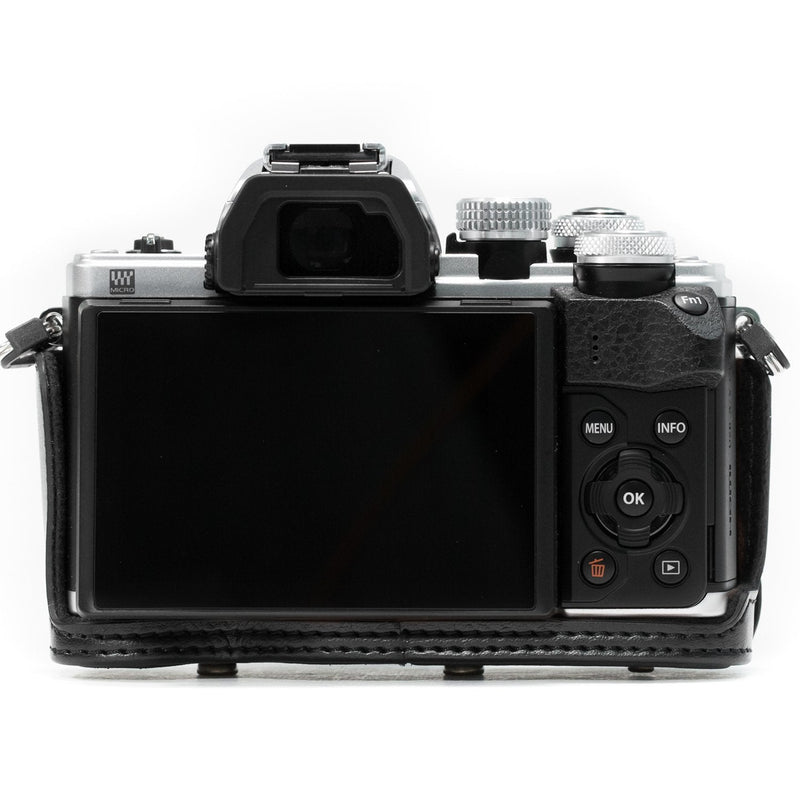 MegaGear MG636 Olympus OM-D E-M10 Mark II, E-M10 (14-42mm) Ever Ready Leather Camera Case and Strap - Black