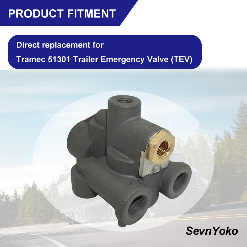 51301 Air Brake Emergency Relay Valve Compatible with Tramec Trailer Emergency Valve - 1/4" Supply & Control Ports - TEV Spring Brake Control, Anti-Lock, Corrosion Resistant