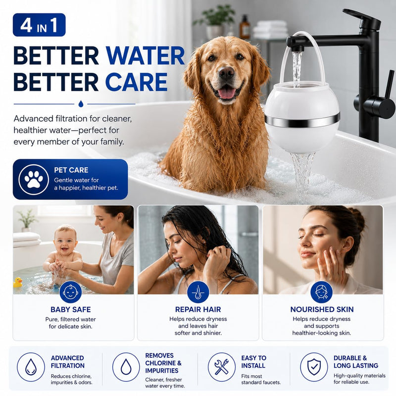 Crystal Quest Bath Ball Filter for Tub Faucet, Bathtub Water Filter, BPA-Free Bathtub Filter, Removes Chlorine, Lead & Impurities, Improves Skin, Hair & Nails, Long Lasting, Fits Most Tubs - White Single Bath Ball