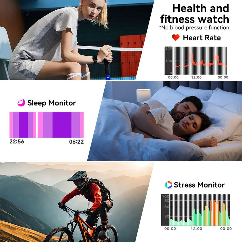 Smart Watch for Men Women, 1.83" HD Touch Screen Smartwatch with Bluetooth Call, IP68 Waterproof, 130+ Sport Modes Fitness Tracker Heart Rate Sleep Monitor Pedometer, Compatible with Android iPhone Black