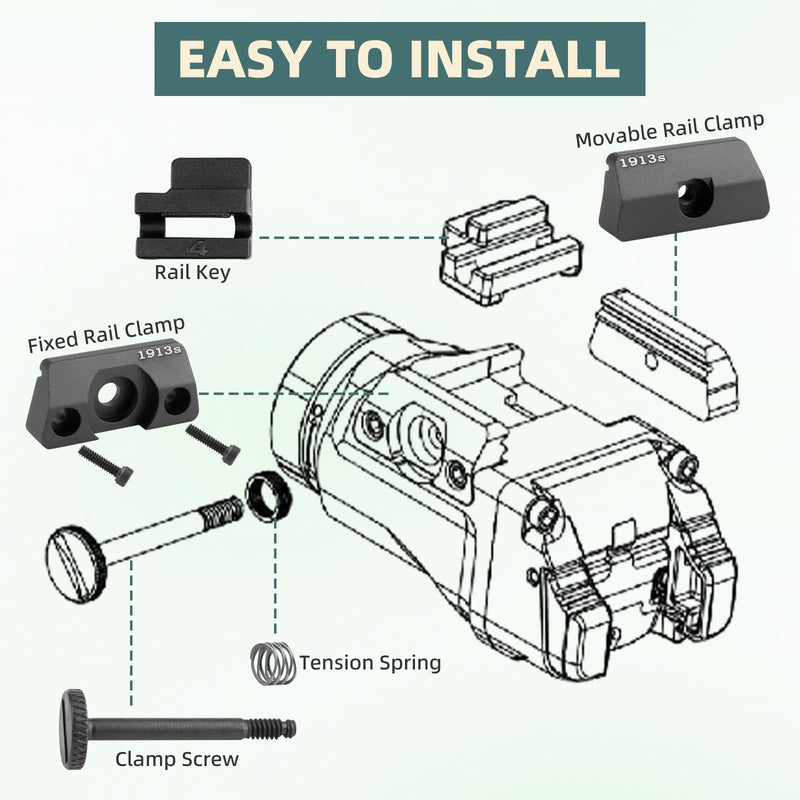 TLR 69322 Clamp Jaw Kit for Streamlight TLR-sub 1913 Short Models Only, Tactical Flashlight Clamp Kit Compatible With Streamlight Modes 69402, 69407, 69418, 69505, Black