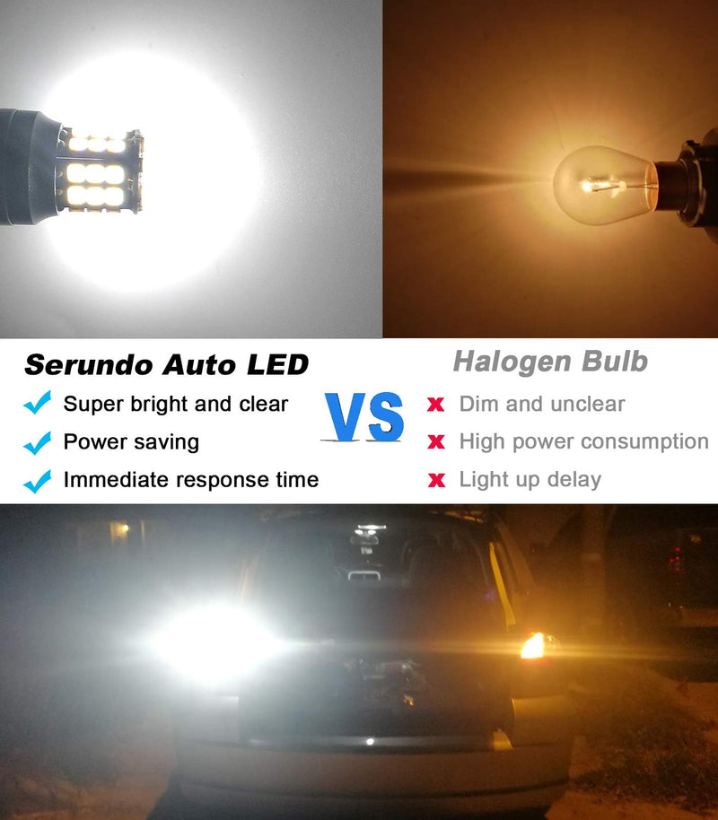 Serundo Auto 1156 Led Bulb, 12V 24V Super Bright 1141 1003 BA15S LED Bulbs Used for Back Up Reverse Lights, Tail Lights, RV lights,Lawn Mower etc. Pack of 2pcs White 1156 white