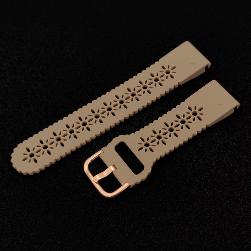 Abanen Lace Silicone Watch Bands for Garmin Fenix 7S / Fenix 6S / Fenix 5S / Instinct 2S, Quick Fit 20mm Soft Silicone Sport Hollowed-out Slim Wrist Strap for epix Pro 42mm Milk Tea