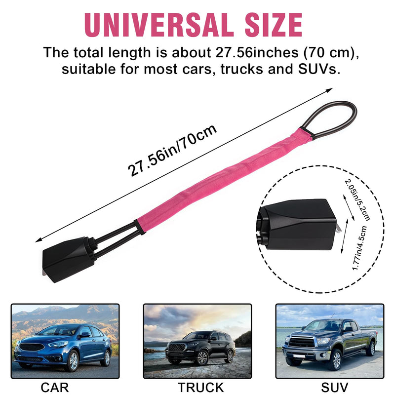 Car Steering Wheel Lock, High-Strength Steel Cable Car Seat Belt Lock, Theft Prevention with 2 Keys for Car Security Fit Most Vehicles Truck SUV Van (Pink) Pink