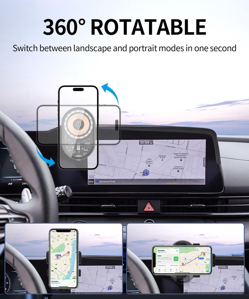 Wireless Charging car Phone Holder for Hyundai Elantra/Hybrid 2021-2025/Elantra N 2023-2025 Accessories 8/10.25 inch Screen Fixed Clip,360° Rotation car Phone Mount Compatible with MagSafe
