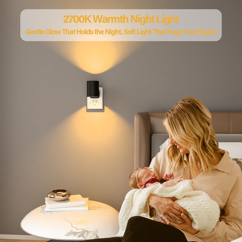 ETL Night Lights Plug into Wall 6 Pack,Plug in Nightlight,2700K Brightness Adjustable Night Light, Dusk to Dawn Sensor, Nightlights for Bedroom, Bathroom, Hallway Warm-spotlight