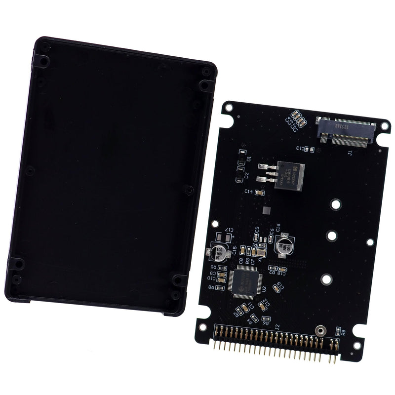 Deal4GO NGFF M.2 SSD SATA to IDE 2.5"" Adapter PATA 44-pin Hard Disk Board with Enclosure Case (Black), M2509A25