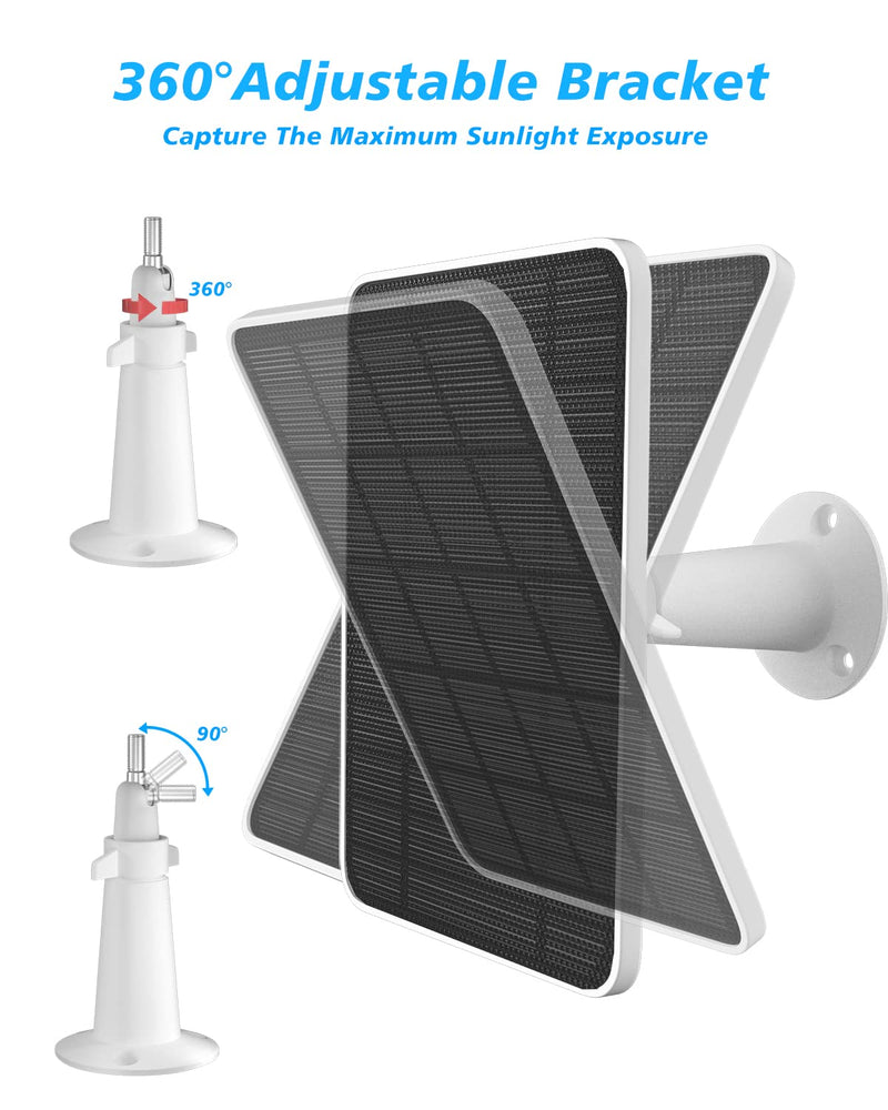 Solar Panel Charger Compatible with Arlo Pro 5S/Pro 4/Pro 3/Pro 3 Floodlight/Ultra/Ultra 2 Camera, 6V 4.5W Solar Panels Charging IP65 Weatherproof w/ 9.8ft Charging Cable Adjustable Wall Mount, 2 Pack