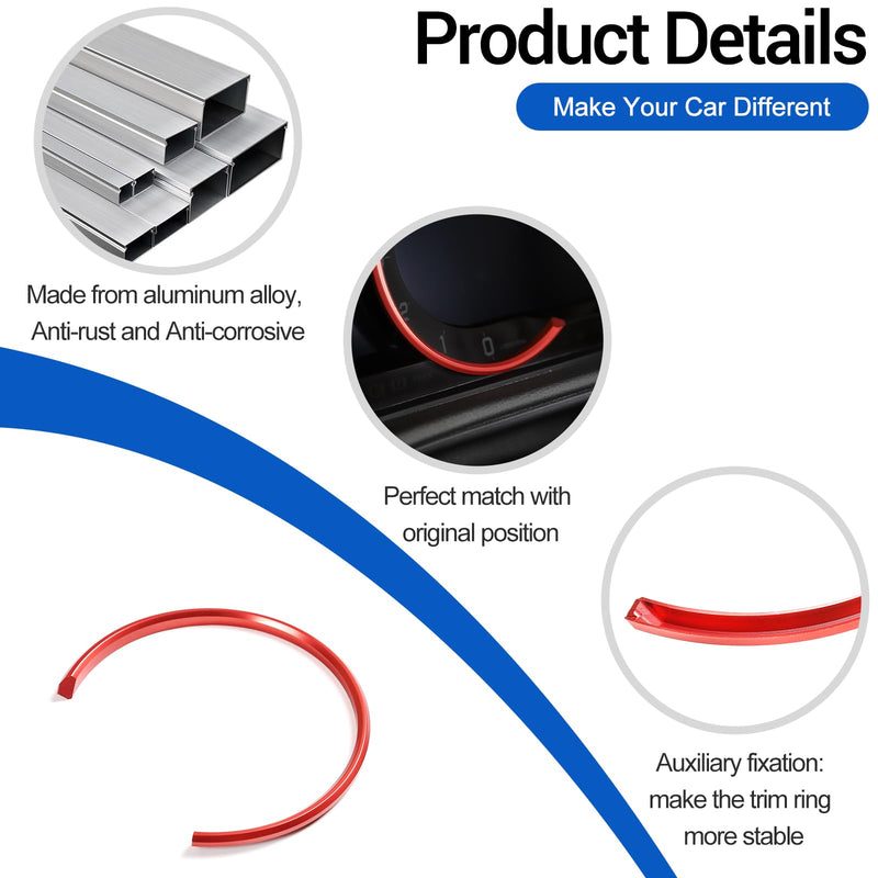 Dashboard Trim Ring Compatible with Toyota Supra GR A90 A91 MK5 2019-2026, Car Interior Tachometer Decoration Ring Cover, Aluminum alloy Instrument Panel Trim Frame Cover (Red) red