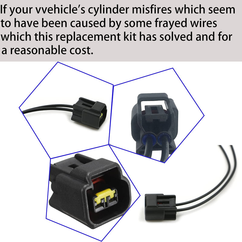 8 Pack Ford Ignition Coil Connector Plug Harness - Compatible with Ford Ignition Coil Harness - 4.6L, 5.4L, 6.8L Mustang, Cobra, SVT, F150, F250, E150 and Lincoln, Mazda, Suzuki