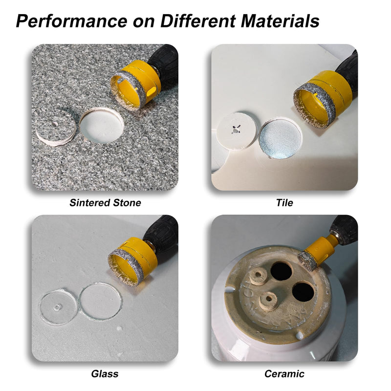 10PCS Diamond Hole Saw Kit with Pilot Bits for Tile Ceramic Glass | Tile Hole Cutter Set with Portable Carrying Case ,Precise Positioning, Fits Porcelain Granite Marble Quartz Stone ,Yellow Yellow