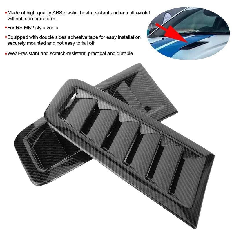 Estink Car Bonnet Vents, Pack of 2 ABS Plastic Universal Auto Air Vents Engine Hood Exterior Parts Replacement Vent Modified Accessory Fit for Focus RS MK2 Style (Carbon Fiber), (Estinkuf8e210nhg-11) Carbon Fiber