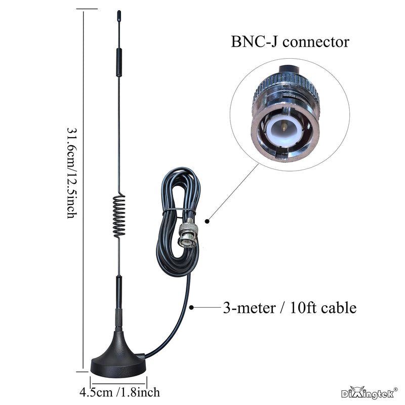 2-Pack VHF UHF BNC Magnetic Amateur Radio Scanner Antenna | 45mm Magnetic Base, Compatible with CB Radio Police Scanner, Two Way Radio Mobile Scanner, 3-meter Cable Spring Antenna 2-pack 3-meter 45mm base Spring Antenna
