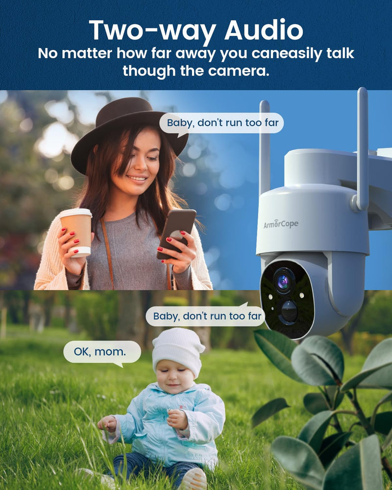 Solar Security Cameras Wireless Outdoor,360° View Battery Powered with Spotlight Color Night Vision,2K WiFi Home Security,PIR Sensor,Wireless Easy Install, 2.4 GHz Wi-Fi White WiFi 1 Pack