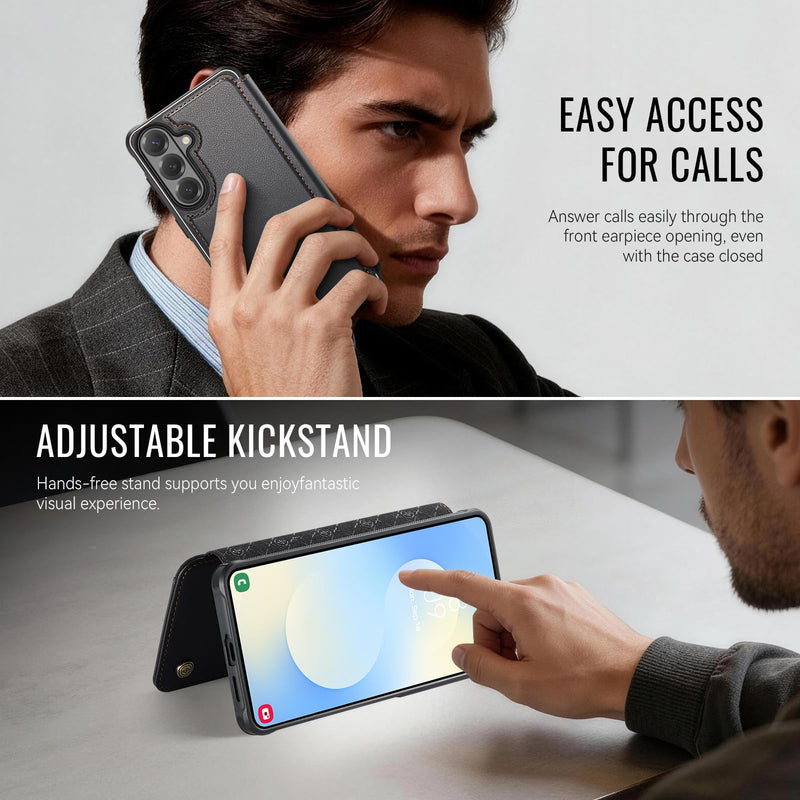 for Galaxy S24 Slim Wallet Case Compatible with Magsafe, Black | RFID Blocking Card Holder, Wireless Charging, Magnetic Closure, Shockproof, PU Leather, Phone Cover for Samsung Galaxy S24 Samsung Galaxy S24 - 6.2"