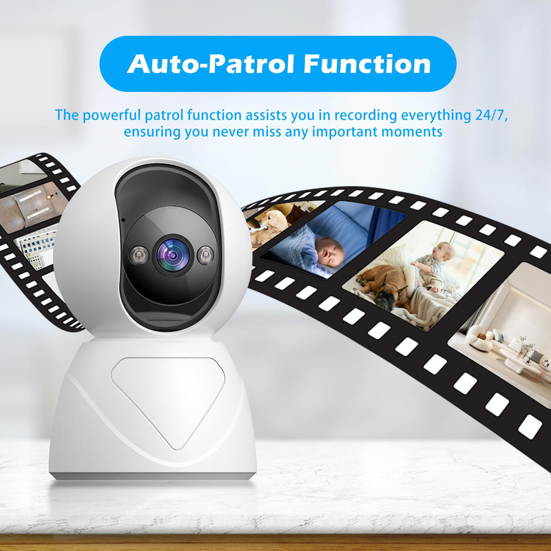 3MP Indoor Security Camera, 5G WiFi 360° Pan/Tilt Home Cameras for Baby Monitor/Pet/Elder/Kids/Bedroom, Auto-Focus and Zoom,Motion Tracking,2-Way Audio,Siren,3 Night Vision,Cloud&SD Card S800-2Pack
