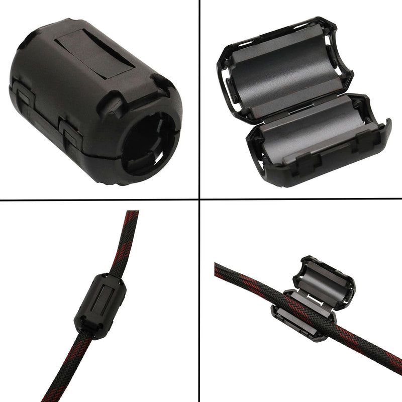 70Pcs Ferrites Clip-on Ferrite Ring Core RFI EMI Noise Suppressor Cable Clip for 3.5mm/ 5mm/ 7mm/ 9mm/ 13mm Inner Diameter Tvs,Speakers,Radio,Audio Equipment Noise Suppressor Video Cable Power Cord