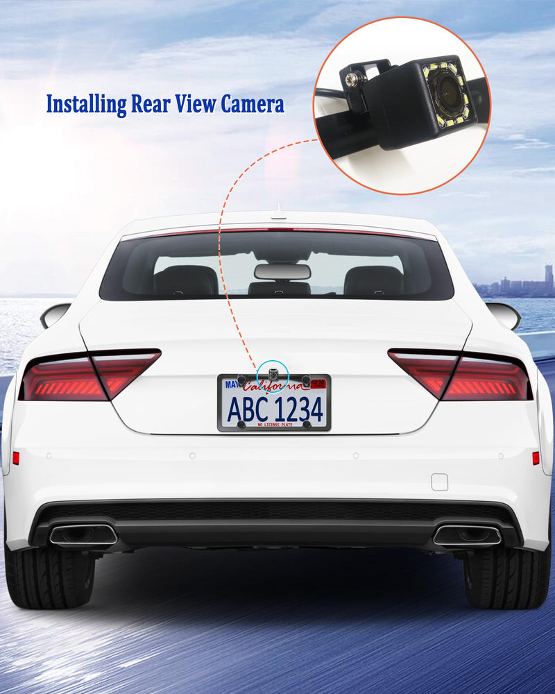 Aootf Universal Car Rear View Camera License Plate Bracket Kit, Black License Plate Frame and Backup Camera Holder, Dash Cam Mirror Camera Mount Kit- Only for Backup Rearview Camera