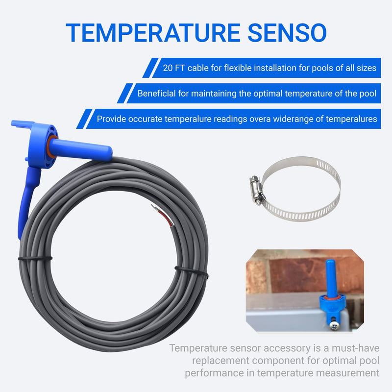 520272 Pool Temperature Sensor Thermistor Air/Water/Solar Replacement Kit for Pentair Jandy Pool/Spa Heater System Temperature Sensor 20 Feet Cable 2 Pack