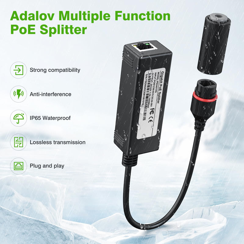 Gigabit PoE Splitter 12V Output with IEEE 802.3af/at Standard Compliant 10,100,1000Mbps Power Over Ethernet Splitter Adapter for Security Camera CCTV Surveillance IP, AP, Wireless Bridge (2 Pack)