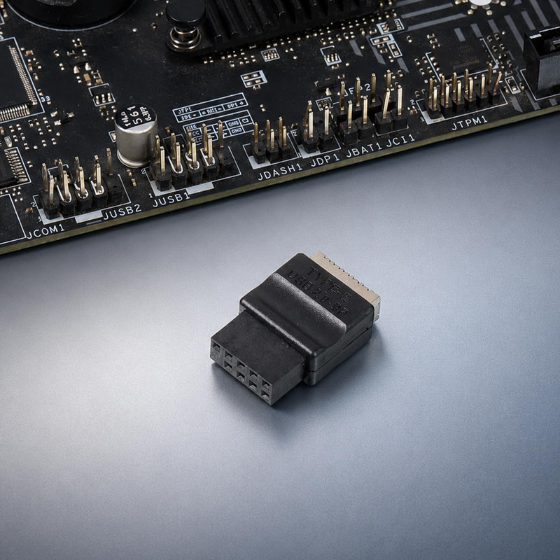 USB 2.0 to USB 3.2 Gen 1 Header Adapter for Mainboard, Front Panel Connector, Internal Conversion Adapter with Type E Key-A Female Front Panel Socket to 9 Pin Header Black