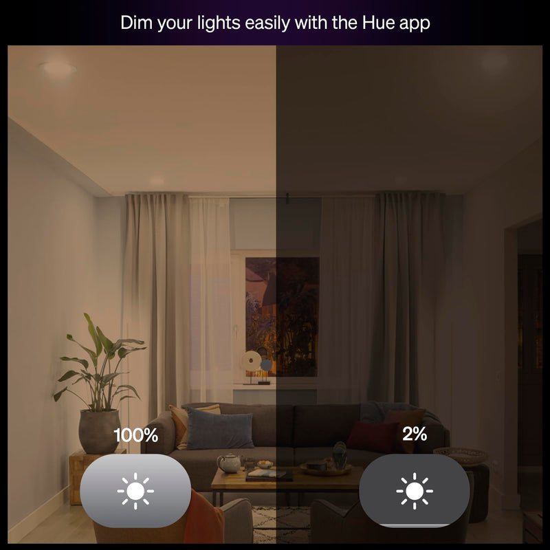 PHILIPS Hue Essential Smart LED BR30 Bulb 2-Pack, White and Color Ambiance, E26, 7.2W, 2200K-6500K, 650 Lumens, Dimmable LED Bulbs, Works with Alexa, Google Assistant, Apple Home 2 Pack