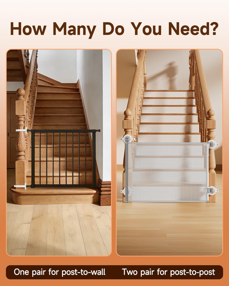 No Drill Baby Gate Banister Adapter, Upgraded Mounting Kit for Stairway, Fits Round & Square Posts 1.5"–3.5", for Most Baby & Dog Gates, No Holes in Your Posts, White