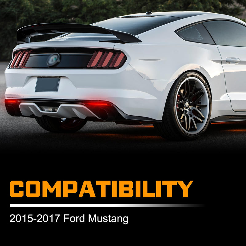 Gempro Rear Bumper Reflector Lights for Ford Mustang 2015-2017 Led Red Brake Tail Lamps Smoked Len, 2PCS 2015-2017 Ford Mustang Rear Bumper Reflector