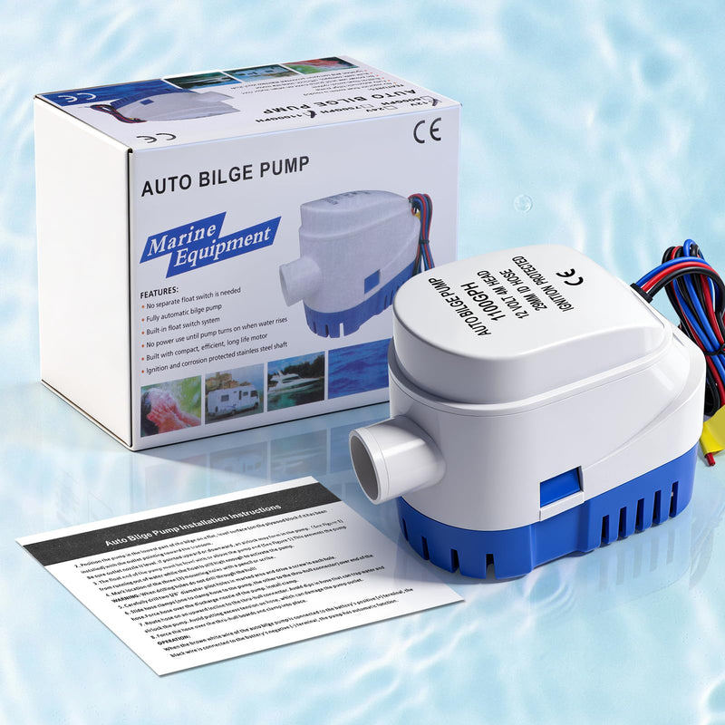 Geloo Automatic Submersible Boat Bilge Pump 12V 1100GPH Boat Bilge Water Pump with Float Switch (Outlet Diameter：29 mm/1.14 Inch)