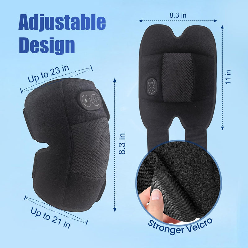 Knee Massager, Cordless Knee Heating Pad for Knee Pain Relief, Heated Knee Brace with Heat and Vibration Massage 30 Minutes Auto-off, Gifts for Seniors Women Men(Single)