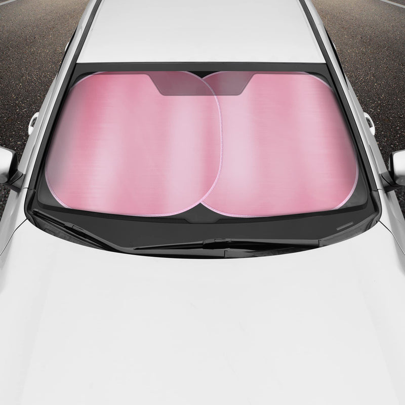 BDK 2PC Metallic Pink Car Window Sun Shade Auto Shade for Windshield Visor, Block UV Reflect Heat to Keep Your Car SUV Truck, 31.75" x 28.75"