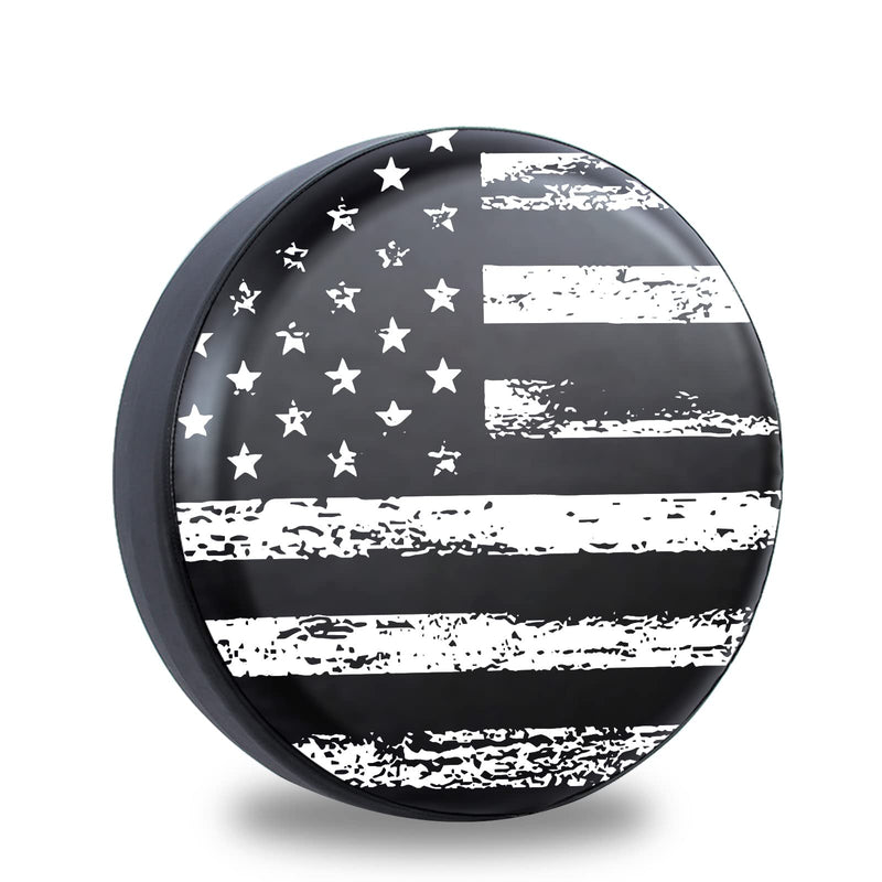 Black White Vintage American Flag Spare Tire Cover Protectors Weatherproof Dust-Proof for Fit for Jeep Wrangler RV, SUV, Truck Travel Trailer,Waterproof Tires 14" 15" 16" 17" 18'' 16" for Diameter 29"-31"/76-79cm