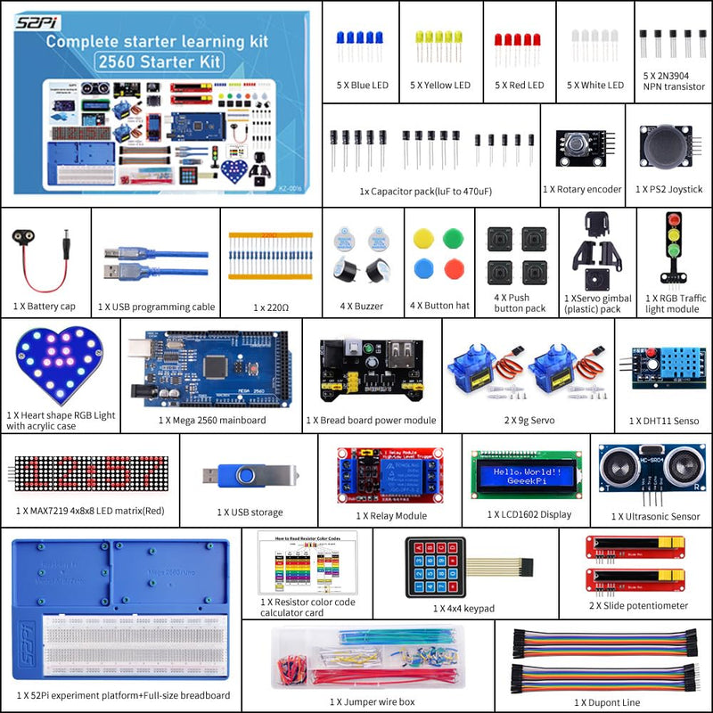 GeeekPi Complete Starter Kit for MEGA 2560 R3 with Tutorial