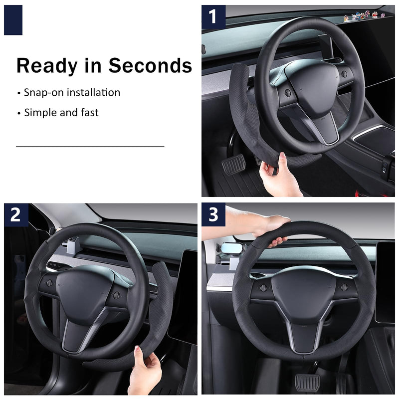 Steering Wheel Cover for Tesla Model 3(2017-2023) Model Y(2020-2024), Steering Wheel Accessories for Tesla Model 3/ Y Black Model 3 2017-2023/ Model Y 2020-2024