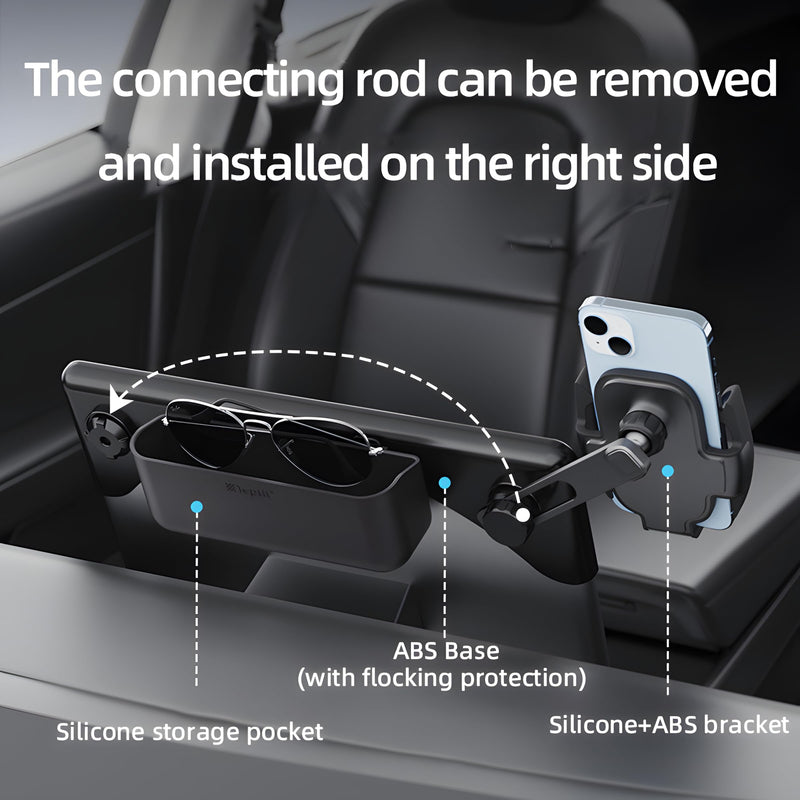 15.4inch Premium Tesla Phone Mount & Holder for Model Y Juniper (2025-2026) & Model 3 Highland (2024+),Snap-On Screen Clip with Scratch-Free Felt Base, Solid Alloy Arm Model Y(Juniper 2025+)