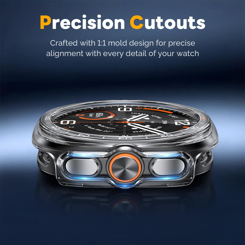 Misxi [2+2 Pack] Case and Screen Protector for 47mm Galaxy Watch Ultra 2 | Bumper Cover and Auto-Alignment Tempered Glass for Samsung Galaxy Watch Ultra2, Anti-Scratch Protection, Transparent Transparent(2-Pack) Galaxy Watch Ultra 2 [47mm]