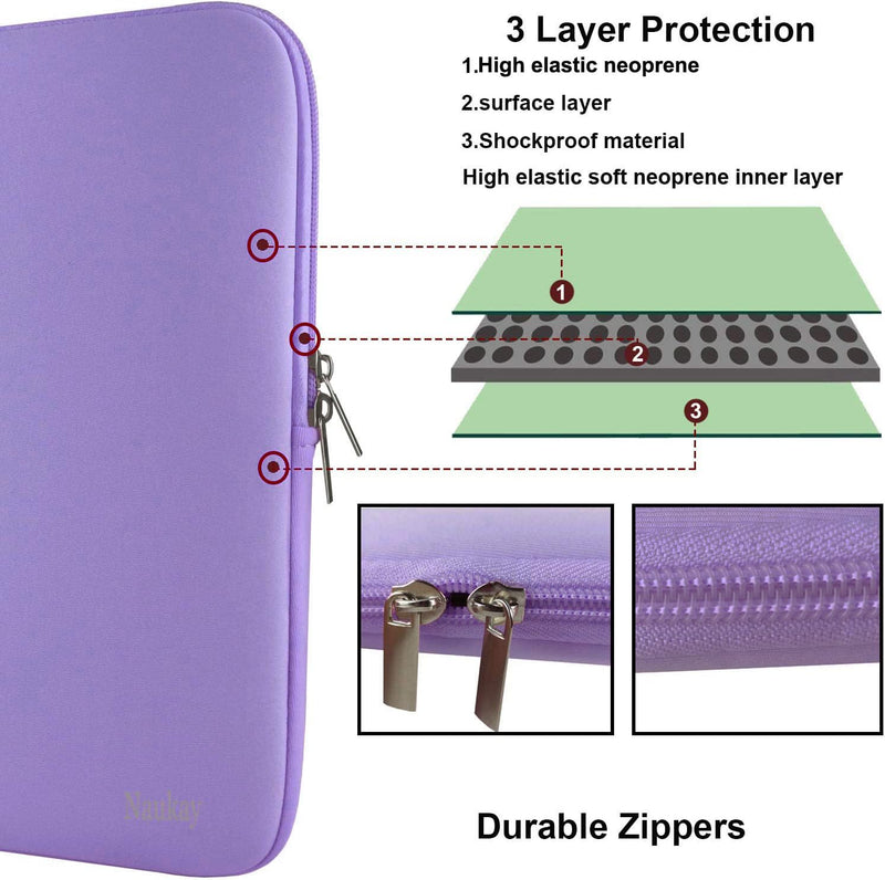 15.6 Inch Laptop Sleeve, Resistant Neoprene Notebook Computer Pocket Case/Tablet Briefcase Carrying Bag Compatible for Asus/Dell/Fujitsu/HP/Sony/Toshiba/Acer- (Purple) Purple 15.6 inch