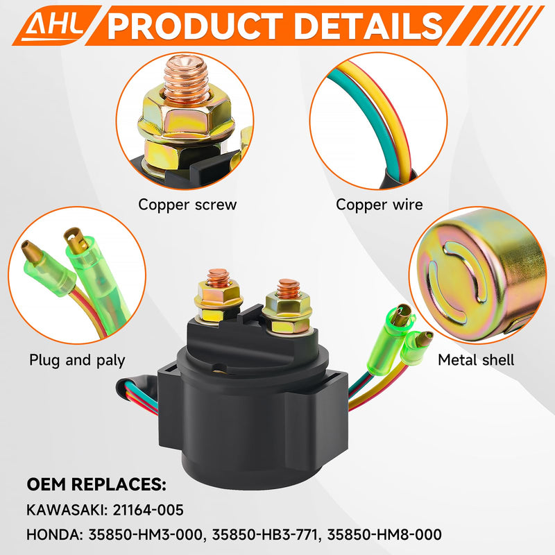 AHL Starter Solenoid Relay for Honda TRX400EX Sportrax 2002-2007 ATV / TRX300EX Sportrax 2001-2006 / TRX300EX FOURTRAX 1993-2003 / TRX400EX FOURTRAX 1999-2004