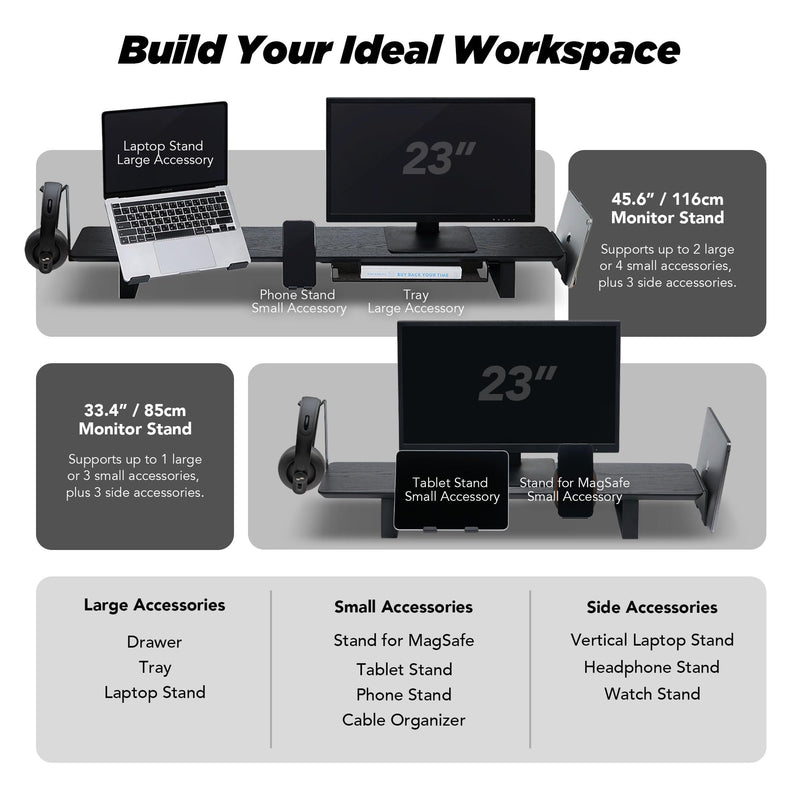 Moodular Add-ons Vertical Laptop Tray [Accessory Only - Requires Moodular Wooden Monitor Stand Slide Rails for Use] Black MSA-VLT 09 Add-on Vertical Laptop Tray