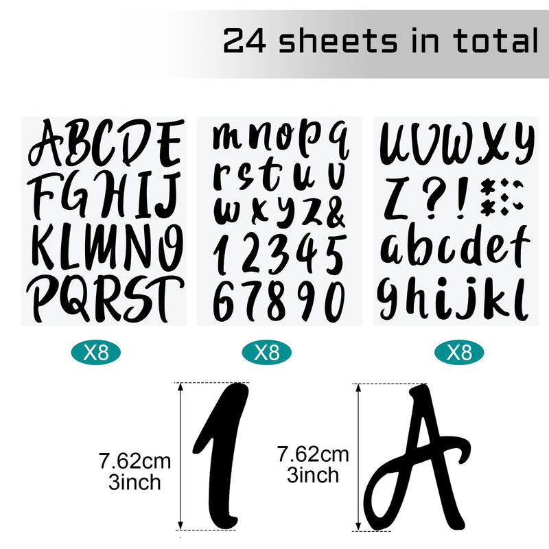 Outus 576 Pieces 8 Sheets Letters Stickers Self Adhesive Vinyl Letter Alphabet Number Stickers Mailbox Numbers Sticker, Decals for Classroom Decor Sign Door(Black,3 Inch) 3 Inch Black