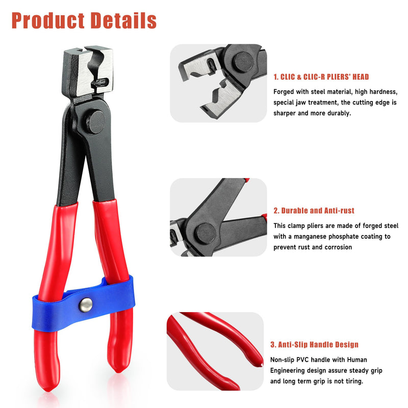 AKIHISA CV Boot Clamp Pliers, 7inch Hose Clamp Pliers, Clic & Clic-R Type for Automobile Collar Repair Tools