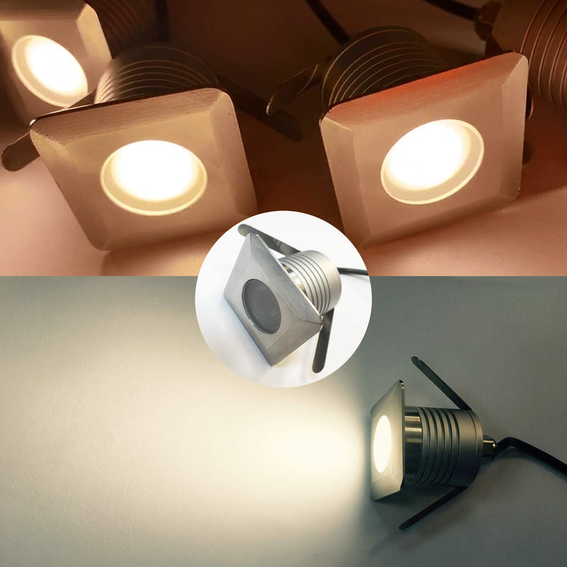 LED In-Ground Well Lights Square,3W, DC12V-24V Waterproof IP67,Aluminum&Stainless Steel,Buried Underground Outdoor Landscape Lightings,Warm White 3000K