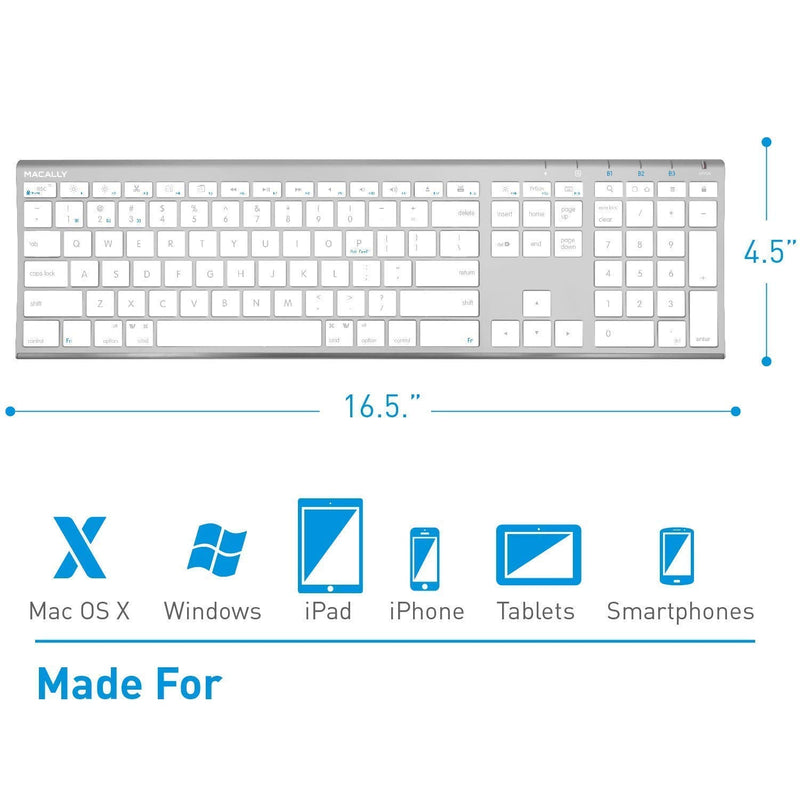Macally Wireless Bluetooth Keyboard and a Vertical Laptop Stand, Create a Professional Workspace
